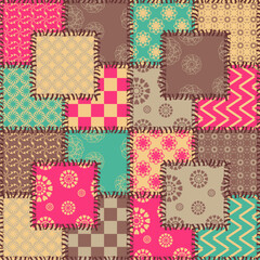Patchwork print wallpaper background with different patterns quilting hobby craft handmade