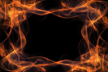 Fototapeta premium Glowing orange and yellow ethereal energy frames a black background