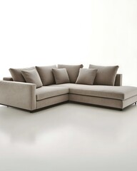 White couch with a black frame and a tan color