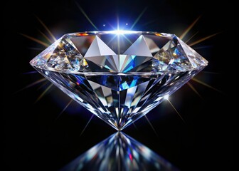 Fototapeta premium Sparkling Diamond, Black Background, Gemstone Photography, Jewelry Image, High Resolution, Luxury Diamond
