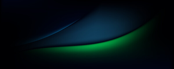 Dark Abstract Gradient Background with Green and Blue Curves