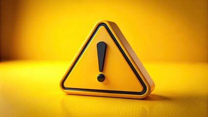 Tilt-Shift Miniature 3D Yellow Warning Sign Exclamation Mark - Stock Photo,  High Resolution Image,  Miniature Photography, Yellow Warning Sign, 3D Render