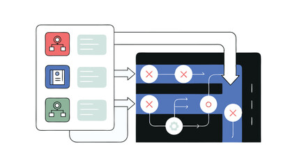 Fototapeta premium technical process flowchart on white background with icons