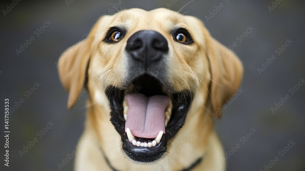 Poster Happy Labrador Retrievers Close Up Smiling with Playful Expression and Joyful Personality : Generative AI