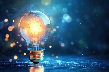 Idea Illustration. Creative Concept of Bright Idea with Bulb on Colorful Competition Background