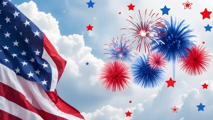 United States of America fourth of july fireworks and celebration background.