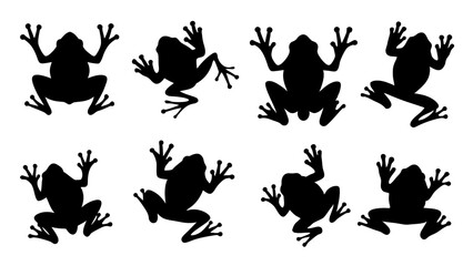 set of frog silhouette vector on white background