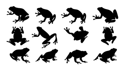 Fototapeta premium set of frog silhouette vector on white background