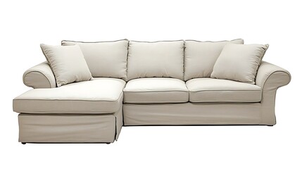 Naklejka premium White sectional sofa with a chaise lounge