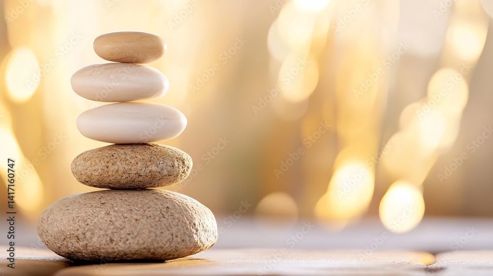 Leinwandbilder calm zen rock stack on soft background representing harmony and relaxation : generative ai