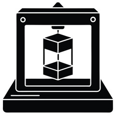 3D Printer Icon with Object Being Printed