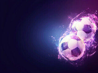 Soccer balls with intricate glowing textures create vibrant and dynamic visual effect, showcasing energy and excitement in captivating design. Perfect for sports themes