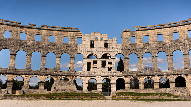 roman amphitheater in pula croatia