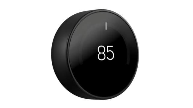 Smart thermostat showing temperature on transparent background
