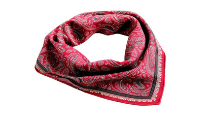Red paisley bandana floating on transparent background