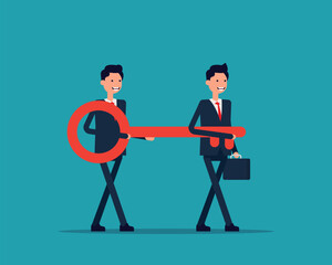 Business team holding key. business Concept illustration stock illustration
