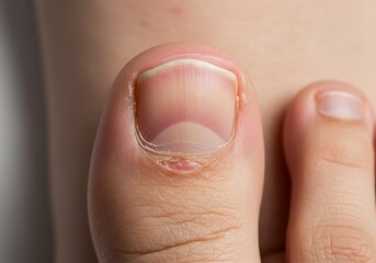 Fototapeta premium Ingrown toenail toe nail close up foot nail health care podiatry problem infection skin disease pain