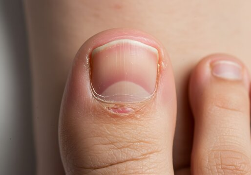 Ingrown toenail toe nail close up foot nail health care podiatry problem infection skin disease pain