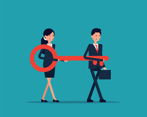 Business team holding key. business Concept illustration stock illustration