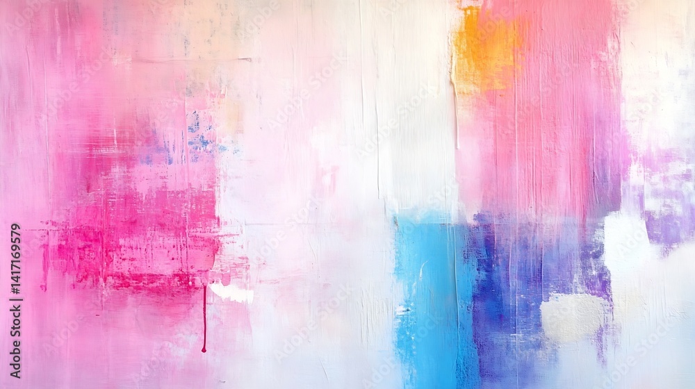 Fototapete colorful abstract painting with vibrant pinks and blues creating a visually appealing artwork : gene