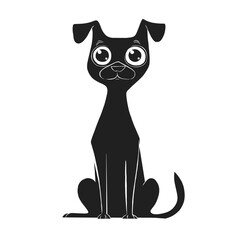 Cute Cartoon Dog Icon - Simple Black Vector Design