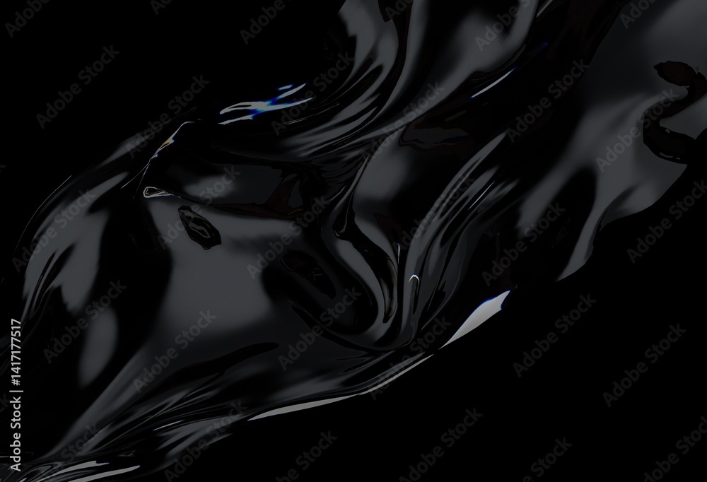 Aufkleber sleek 3d black liquid wave flows across a dark background, creating a sense of motion, elegance, and