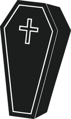 Obraz premium Halloween Coffin Silhouette with Cross on Lid