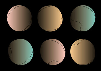 Color liquid blob shapes, pastel gradient vector organic random forms, abstract fluid silhouette, simple smooth ink stain on black background. Best for branding, social media, packaging, web design