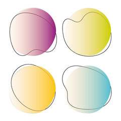 Color liquid blob shapes, gradient vector organic random forms with lines, abstract fluid silhouette, simple smooth ink stain. Highlight for branding, social media, packaging, web design, creative