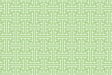 幾何学的な和柄パターン「綾織」が整然と並ぶシームレスな背景素材｜幾何学,和柄,パターン,背景,連続模様,緑色,直線,シームレス,イラスト