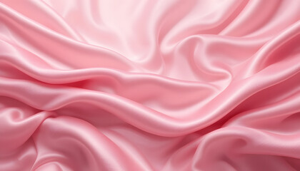 Fototapeta premium Elegant Draped Pink Satin Fabric Texture Background
