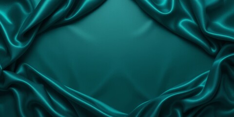 Fototapeta premium Teal Silk Drape with Central Empty Space