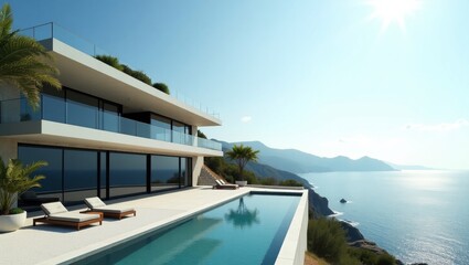 Fototapeta premium An elegant house showcasing modern architecture with stylish design elements in a beautiful outdoor setting