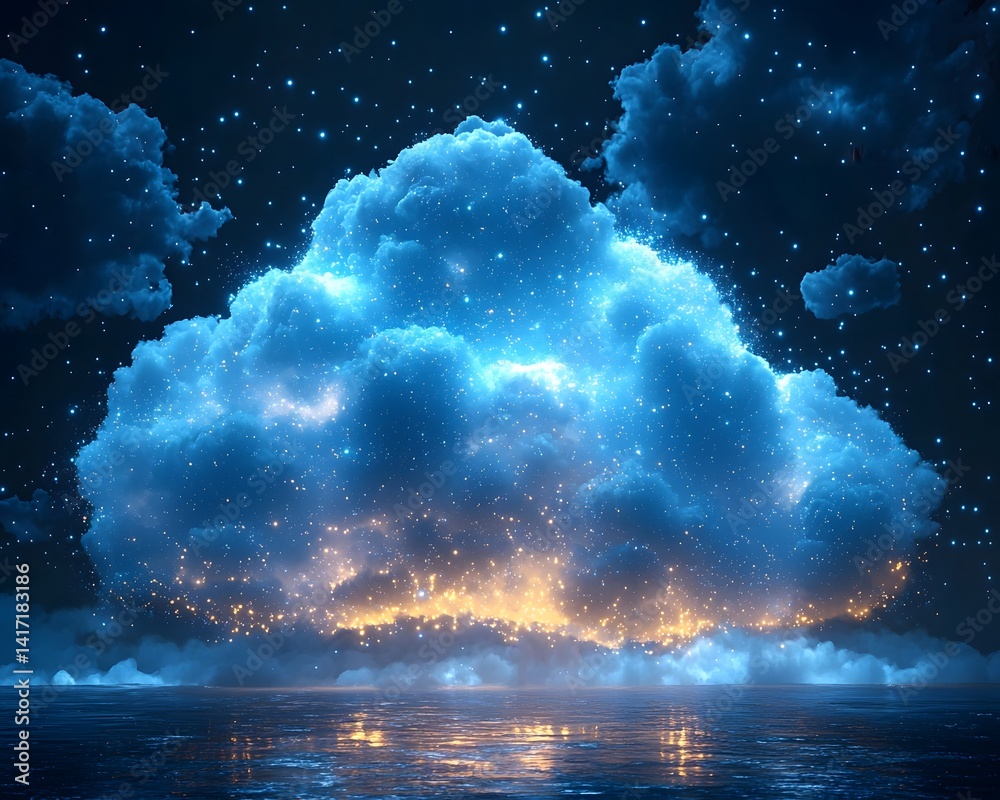 Poster ethereal cloud computing concept