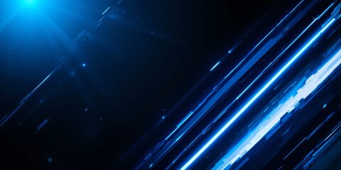 Abstract Blue Light Streaks on Black Background