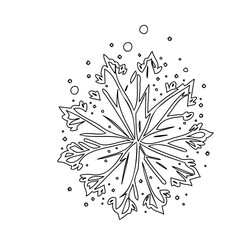 Delicate Snowflake Outline on White Canvas Space