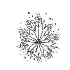 Elegant Snowflake Line Art for Winter Designs