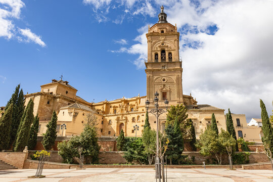 Facade of the Cathedral of the Incarnation of Guadix, in the Spanish city of Almer&iacute;a