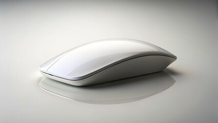 Minimalist White Computer Mouse, Light Background, Copy Space