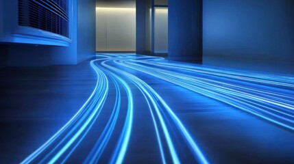 Obraz premium Fast Data Flow Corridor Building Interior