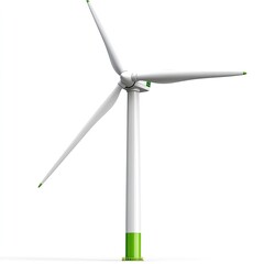 Green energy turbine isolated on pure white background realistic image art scale photography