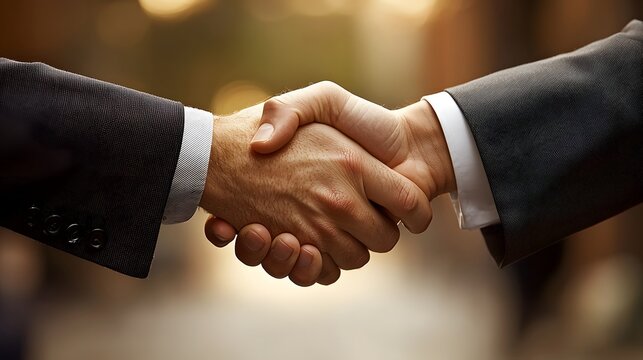 Confident business executives shake hands in agreement
