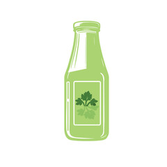 Fresh Celery Juice Bottle – Healthy Organic Drink, Detox Beverage, Green Juice on White Background