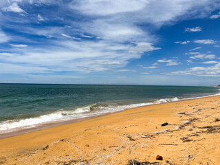 tropical beach with blue sky