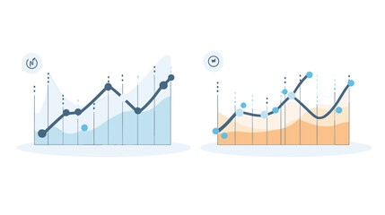 Abstract Data Growth Charts with Light Blue and Orange Tones