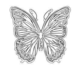 Outlined Butterfly Pattern in Black and White