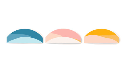 Abstract Geometric Semicircles in Teal Pink and Orange Pastel Color Palette