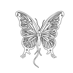 Monochrome Butterfly Line Art Design Element