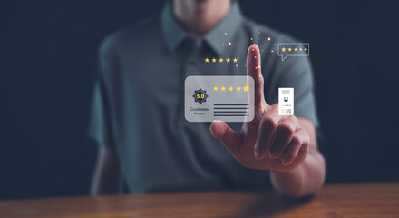 Online customer satisfaction survey feedback and ratings for business success, Quality service evaluation positive customer reviews.