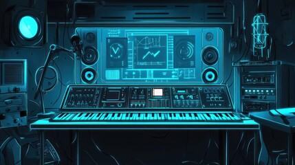 Obraz premium Neon Studio Music Production Setup (1)